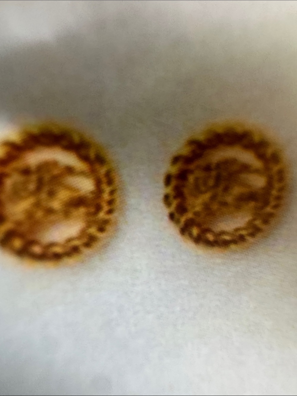 Burberry Gold Round Rope-Edge Logo Stud Earrings